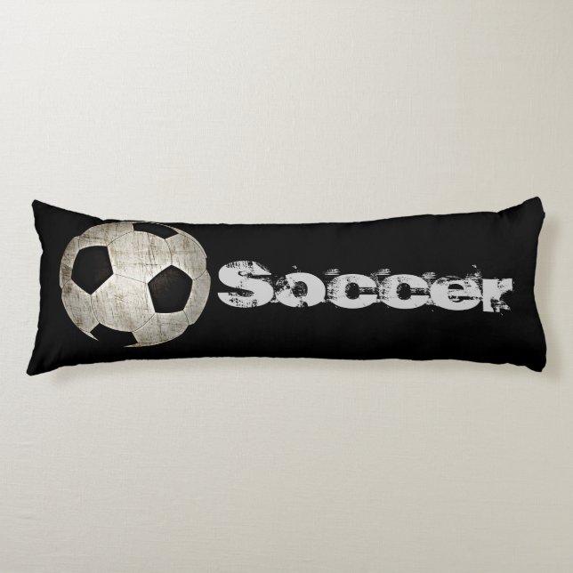 Kids Soccer Ball Sports Black White Body Pillow (Front)