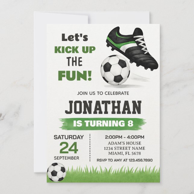 Kids Soccer Birthday Invitation (Front)