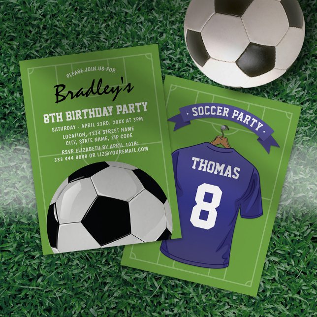 Kids Soccer Birthday Party | Blue Jersey Invitation (Creator Uploaded)
