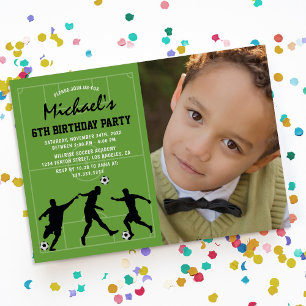 Kids Soccer Birthday Party Photo Invitation