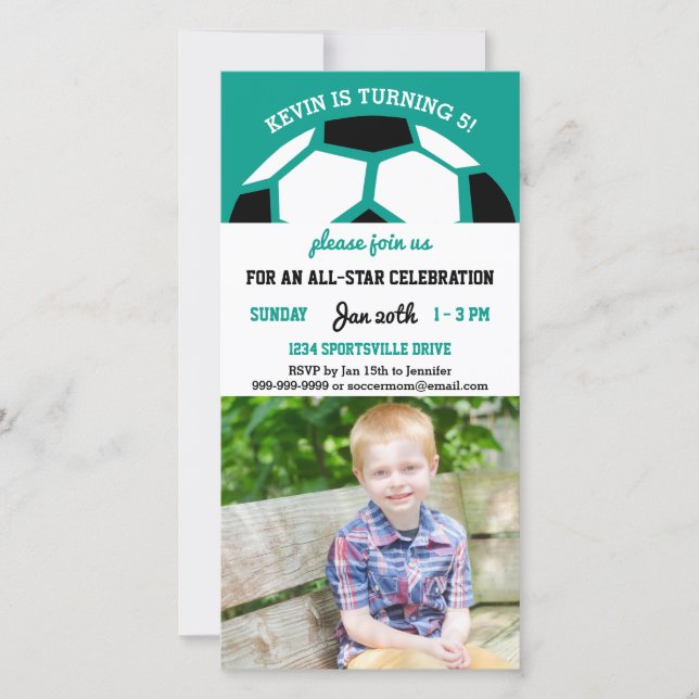 Kids Soccer Birthday Party Sports Themed Photo (Front)