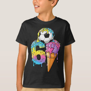 Kids Soccer Drip Ice Cream Number 67 Boys Soccer L T-Shirt