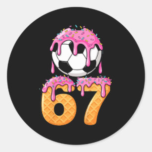 Kids Soccer Drip Number 67 Boys Soccer Player 67 S Classic Round Sticker