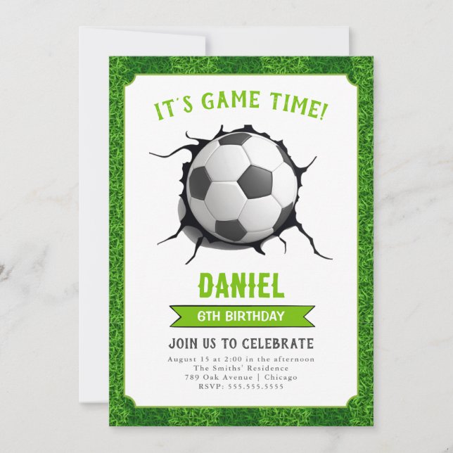 Kids Soccer Football Birthday Party Invitation (Front)