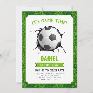 Kids Soccer Football Birthday Party Invitation