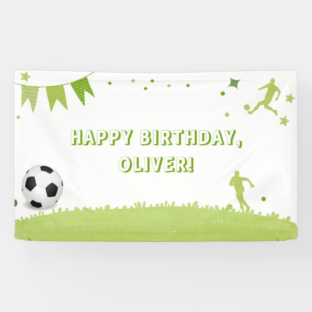 Kids Soccer Football Party Banner Green Sports  (Horizontal)