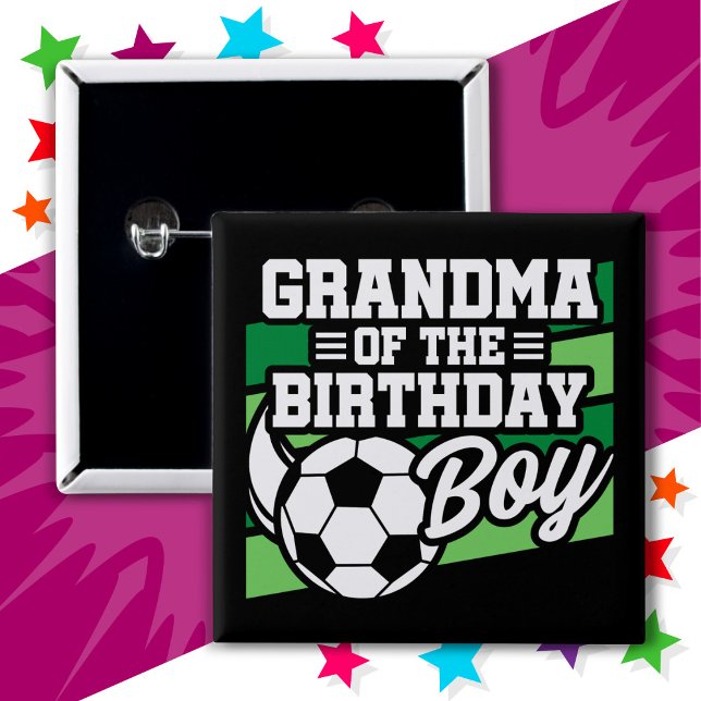 Kids Soccer Football Party Grandma of Birthday Boy 15 Cm Square Badge (Creator Uploaded)