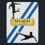 Kids Soccer / Football White & Blue Door Sign<br><div class="desc">Add a child's name and favourite soccer/football club to this room sign in their teams colours for that special gift that they will always treasure.  Check out our other colours and sports in our SPORTS BOOKS & SIGNS COLLECTION in our main store here on ZAZZLE.</div>