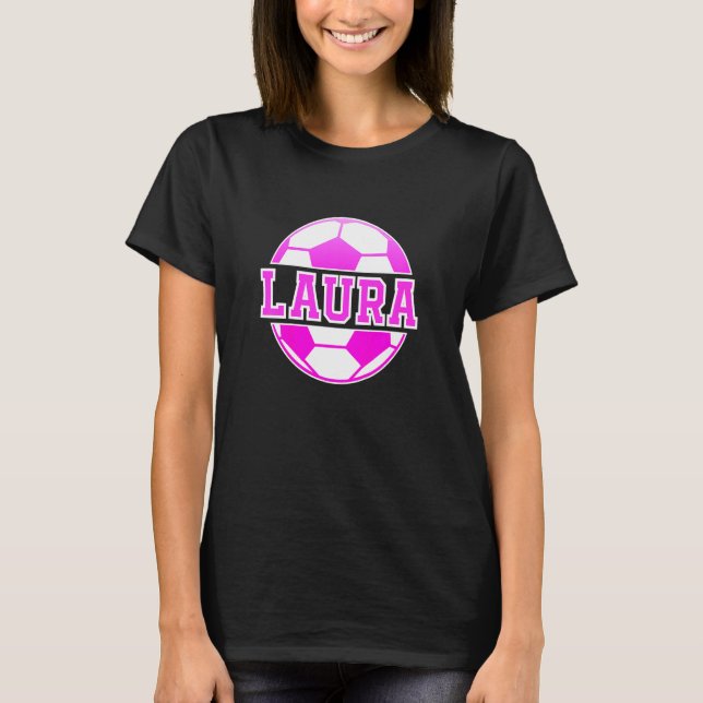 Kids Soccer Girl Laura Birthday Soccer Ball Kids N T-Shirt (Front)