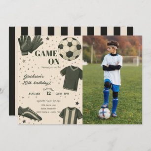 Kids Soccer Themed Birthday Photo Invitation