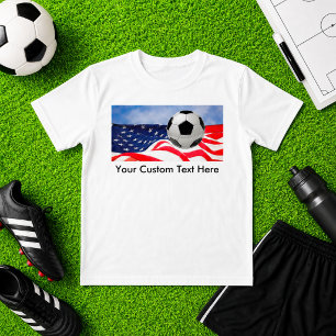 Kids Soccer with USA Flag T-Shirt