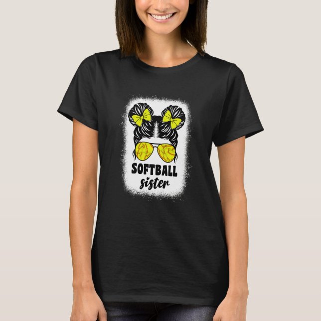 Kids Softball Little Sister For Teen Girls Catcher T-Shirt (Front)