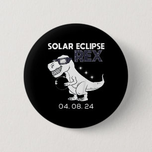 Kids Solar Eclipse T Rex 04.08.2024 Dino Fun Toddl 6 Cm Round Badge