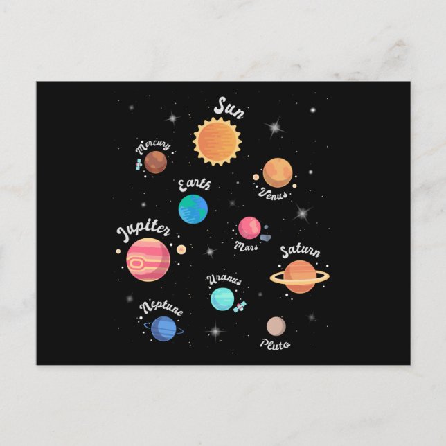 Kids Solar System Planets Knowledge Outer Space Postcard (Front)