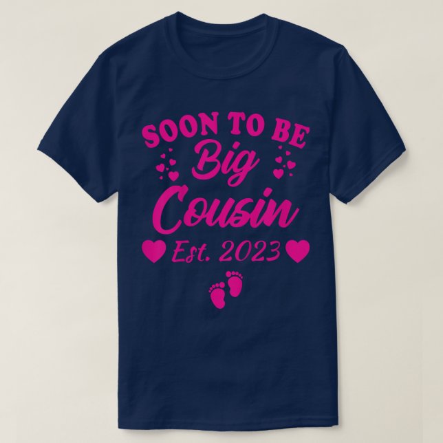 Kids Soon To Be Big Cousin 2023 Pregnancy Announce T-Shirt (Design Front)