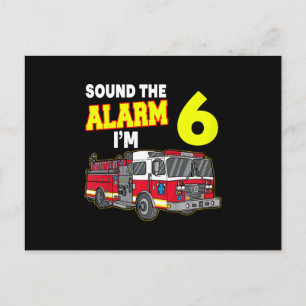 Kids Sound Alarm Im 6 Kids Fire Truck Firefighter Holiday Postcard