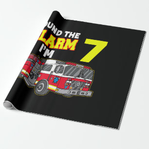 Kids Sound Alarm Im 7 Kids Fire Truck Firefighter Wrapping Paper