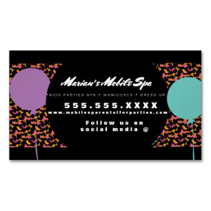 Kids Spa Bus Party Rental Animal Print  Magnetic Business Card