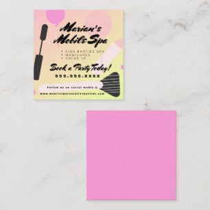 Kids Spa Bus Party Rental Gradient Pink Yellow Square Business Card