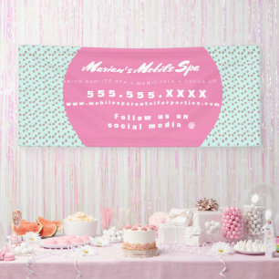 Kids Spa Bus Party Rental Pink Dots Banner