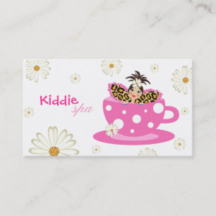 Kids Spa Business Card Daisy Cute Leopard & Dots