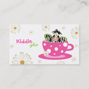 Kids Spa Business Card Daisy Cute Zebra & Dots