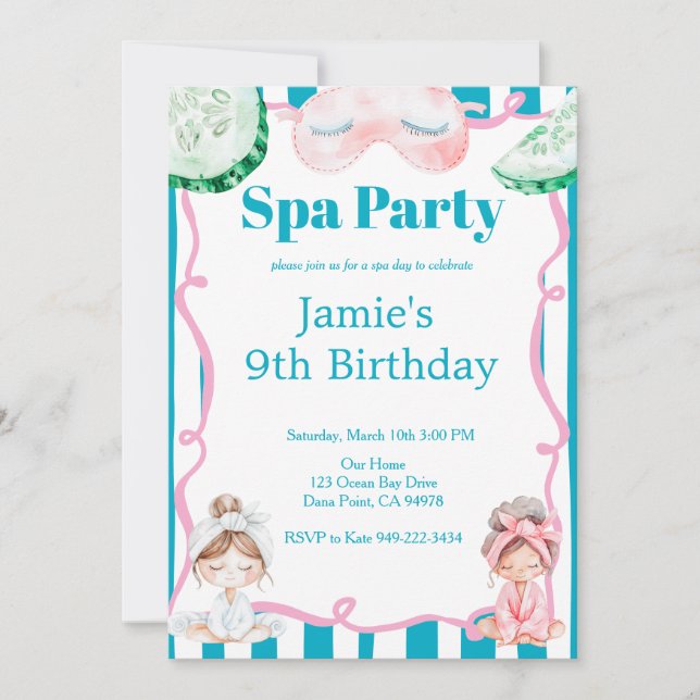 Kids Spa Party Birthday Invitation (Front)