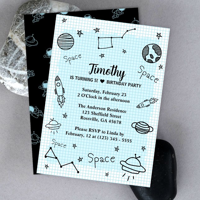 Kids Space Astronaut Cute Birthday Invitation (Make your child's party unforgettable with our cute space and astronaut card. Get ready for liftoff!)