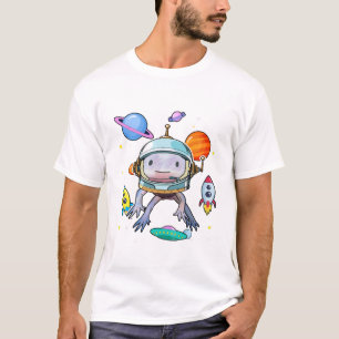 Kids Space Axolotl Mexican Walking Fish Salamander T-Shirt