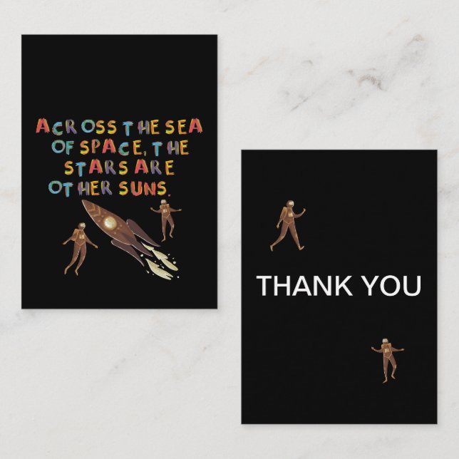 Kids Space Theme Thank You Note Cards (Front/Back)