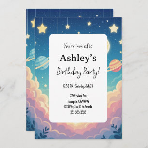 Kids Space Themed Birthday Party Invitation