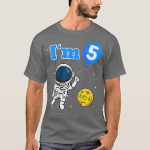 Kids Spaceman Astronaut Space I'm 5 Five Fifth 5th T-Shirt