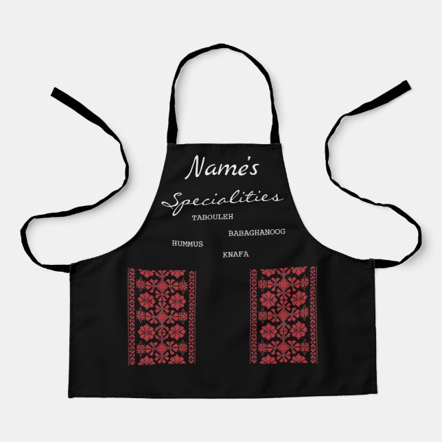 Kids Speciality Red Tatreez Apron (Front)