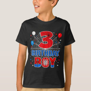 Kids Spider Web 3 Year Old Birthday Boy T-Shirt
