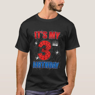 Kids Spider Web Three 3 Years Old It s My 3rd Birt T-Shirt