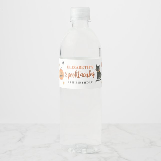 Kids Spooktacular Halloween Birthday Party Water Bottle Label (Front)
