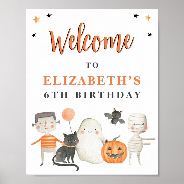 Kids Spooktacular Halloween Birthday Party Welcome Poster (Front)