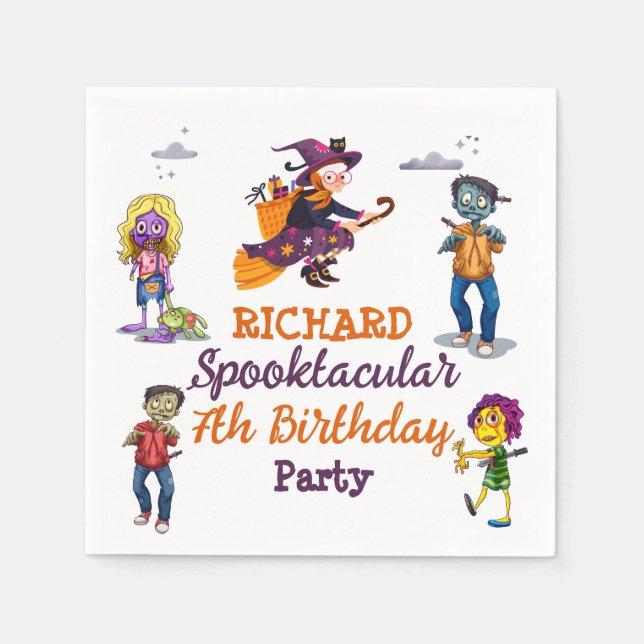 Kids Spooky Halloween Costume Bir Paper Napkin (Front)