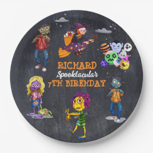 Kids Spooky Halloween Costume Birthday Paper Plate