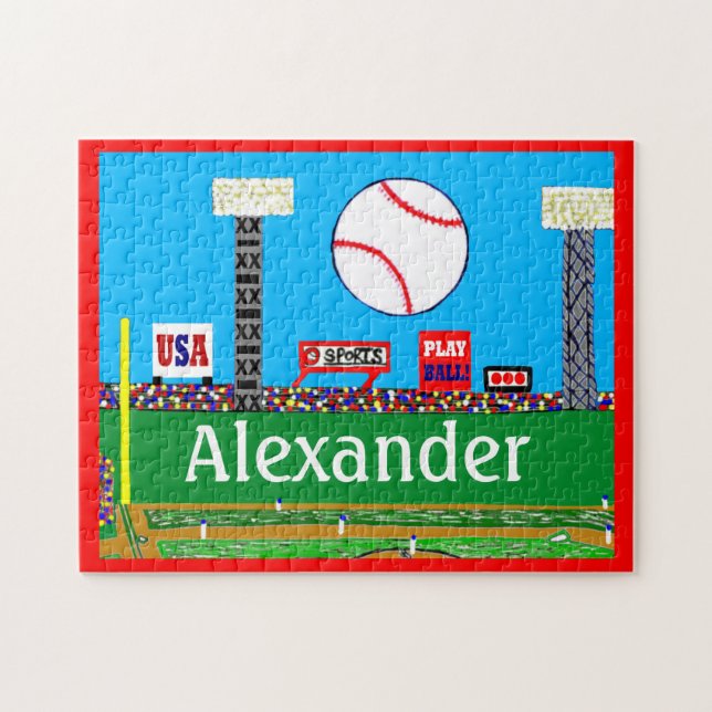 Kids Sports Baseball Puzzle Personalised Gift (Horizontal)