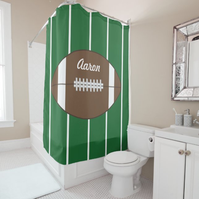 Kids Sports Boys Football  Bathroom Shower Curtain (In Situ)