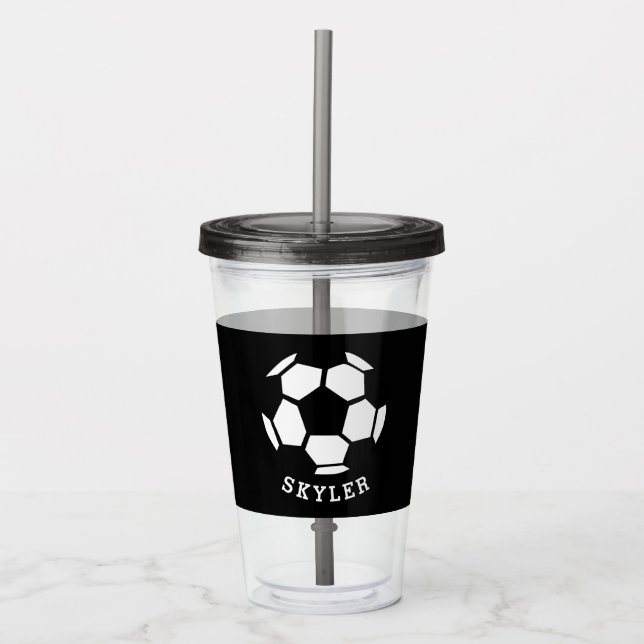 Kids Sports Soccer Athletic Personalised Boys Acrylic Tumbler (Front)