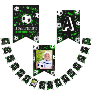 Kids Sports Soccer Football Birthday Bunting Flags