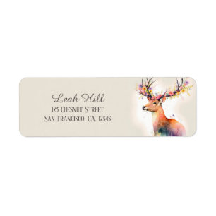Kids Spring Watercolor Deer Return Address