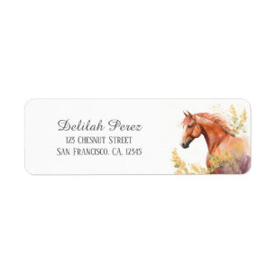 Kids Spring Watercolor Horse Return Address