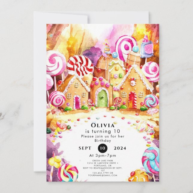 Kids' Sprinkle Candyland Birthday Invitation (Front)
