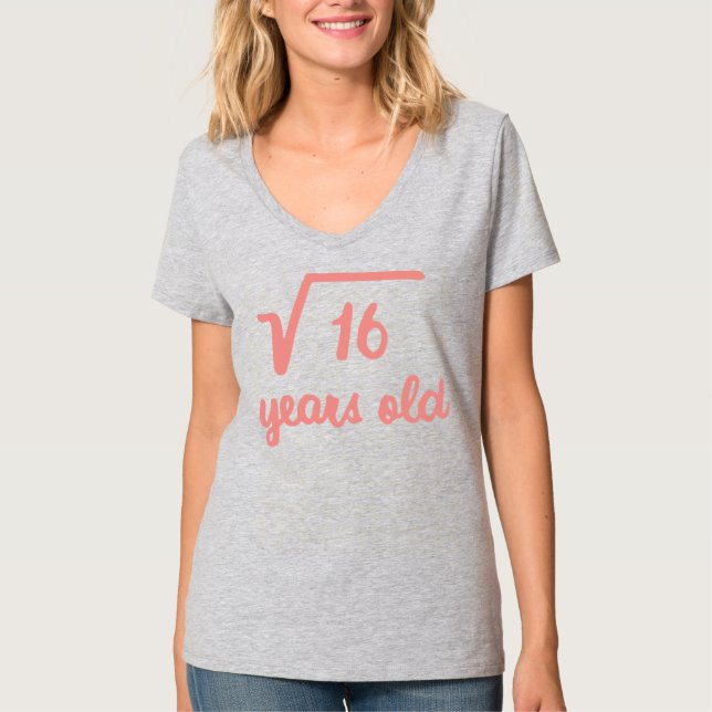 Kids Square Root of 16 Math Lovers 4 Years Old T-Shirt (Front)