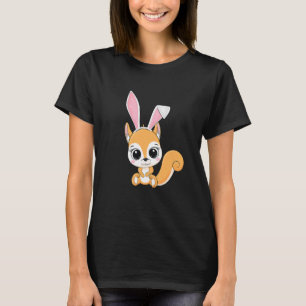 Kids Squirrel Bunny Ears Easter Day Cute Animal Bo T-Shirt