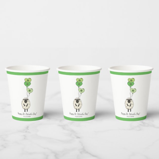 Kids St. Patrick’s Day Sheep & Shamrock Paper Cups (Multi)
