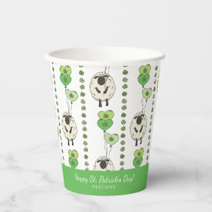 Kids St. Patrick’s Day Sheep & Shamrocks Pattern Paper Cups